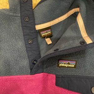 Blue and purple color blocked Patagonia sweater.